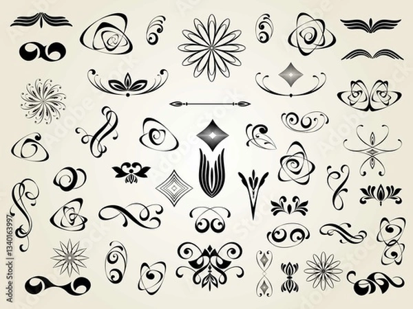 Fototapeta set of floral elements