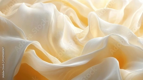 Fototapeta Creamy Beige Silk Fabric Draped Texture Backgrounds With Subtle Details And Smooth Flowing Textures. Soft Elegant Silk Texture Fabric For Design Purposes.  Beige Silk Fabric Backdrop.  Soft Cream