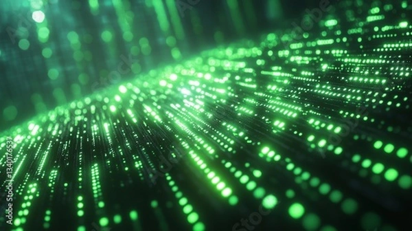 Obraz Futuristic Binary Code Background – Digital Data Flow in Cyberspace