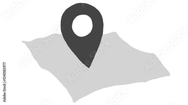 Fototapeta Location marker on a map outline, ideal for travel, navigation, and geographic themes in design and marketing.