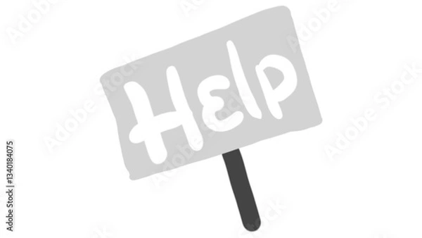 Fototapeta Hand-drawn illustration of a simple "Help" sign.  Perfect for websites, apps, or projects needing a distressed, childlike aesthetic.
