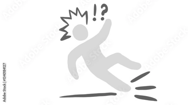 Fototapeta Simple, hand-drawn illustration of a person falling. Perfect for safety, caution, or accident-related designs. Ideal for websites, apps, or presentations.