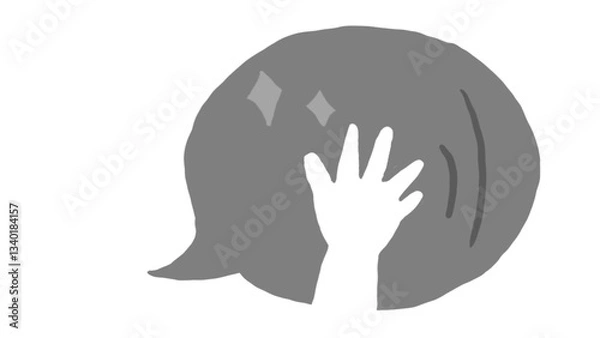 Fototapeta Simple illustration of a hand reaching out from a speech bubble.  Great for communication, connection, or help-related designs. Use for websites, apps, or marketing materials.