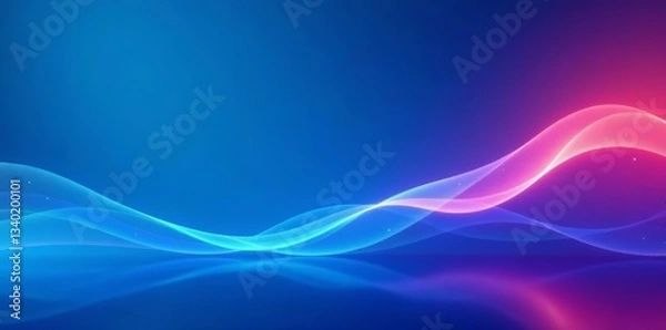 Fototapeta Bright blue banner with sleek modern wave design for contemporary websites, background, blue, trendy