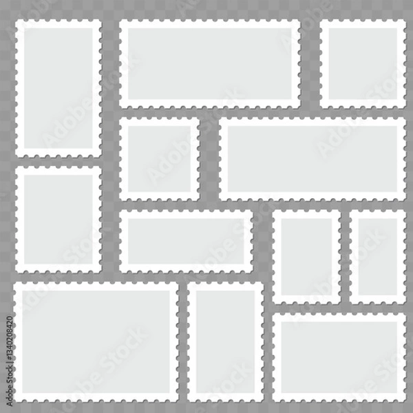 Fototapeta Collection of Blank Paper Stamps. Vector