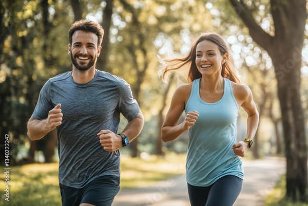 Obraz couple running in park