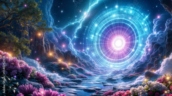 Obraz Fascinating digital world where advanced AI technology creates a seamless portal network