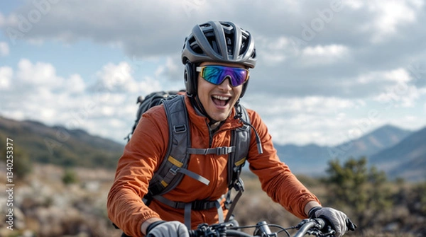Fototapeta Engaging in outdoor activities such as cycling and enjoying nature, with an emphasis on strength, flexibility and daily happiness.