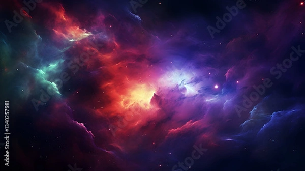 Fototapeta A breathtaking visualization of a nebula repeatedly captured in stunning detail showcasing the beauty of the early universe and cosmic artistry.