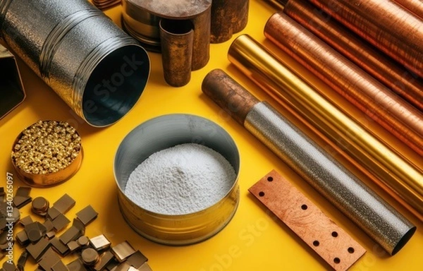 Obraz Assorted metal components and powder