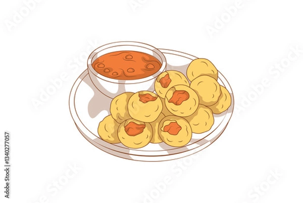 Fototapeta Indian Food Pani Puri Illustration