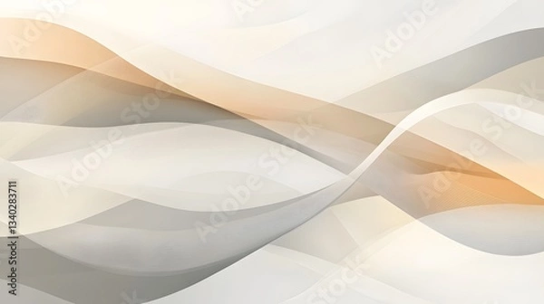 Fototapeta Abstract flowing layers of beige and gray create depth