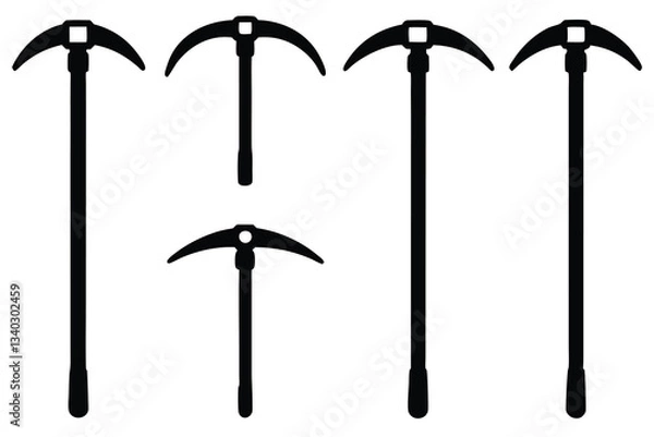 Fototapeta wooden pickaxe icons set vector