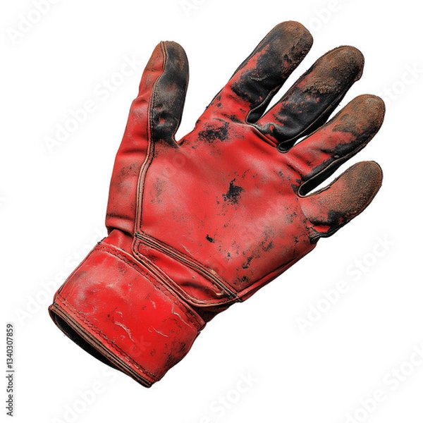 Fototapeta Durable Red Work Glove for Outdoor Work and Hand Safety: Optimal Protective Equipment for Manual Labor and Construction Gear