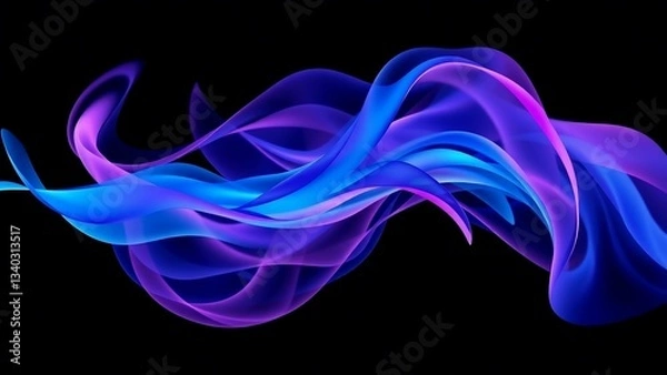 Fototapeta Abstract Colorful Flowing Ribbons on Black Background