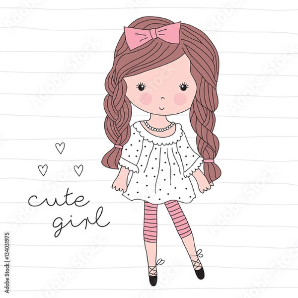 Obraz cute pretty girl vector illustration