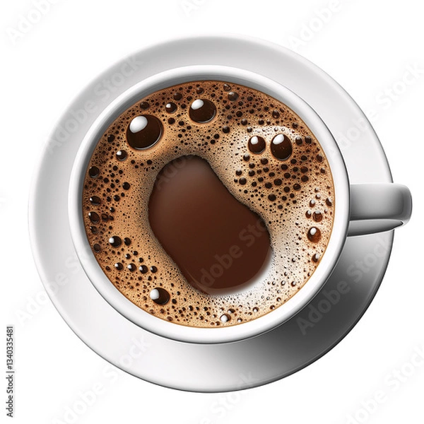 Obraz Morning Coffee Ritual: Fresh Brewed Espresso in a Frothy Coffee Cup with Dark Roast Aroma