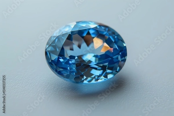Obraz Stunning blue topaz gemstone isolated on a crisp white background for elegant display