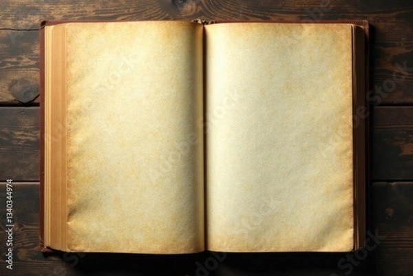 Fototapeta Desolate old book page with yellowed paper texture and faint ink marks , paperbark, texture