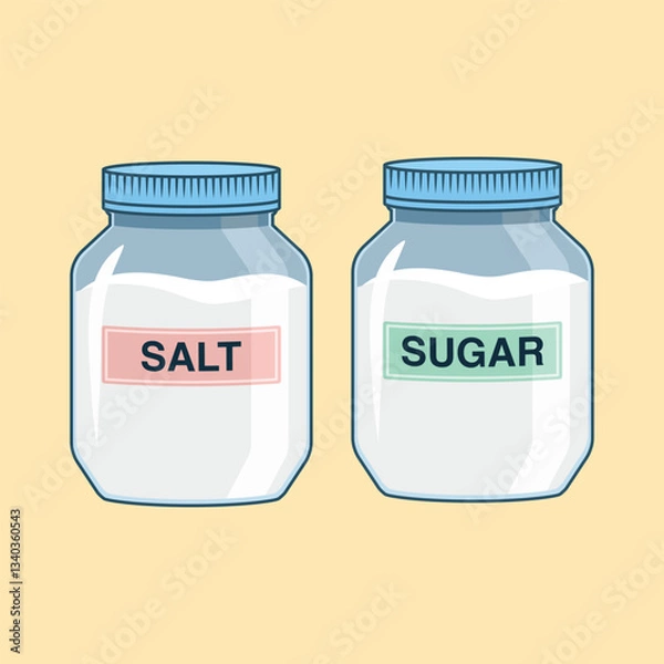 Obraz Salt and sugar in a jar vector design