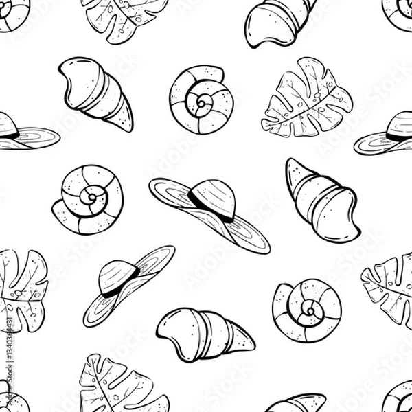 Fototapeta doodle summer elements in seamless pattern