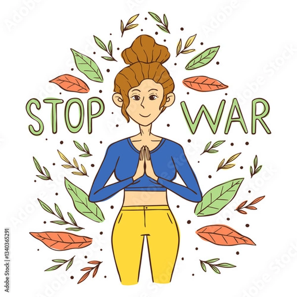 Fototapeta stop war, make peace illustration on white background