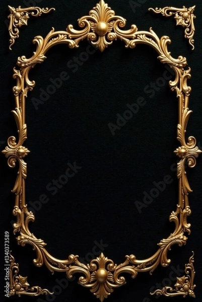 Obraz ornate gold filigree with black velvet texture, velvet, invitation