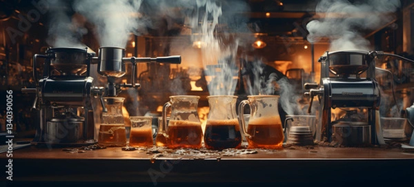 Obraz epic coffee battle taste, ai generative
