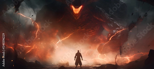 Obraz epic Demon battle hell, ai generative