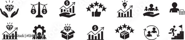 Fototapeta Business value icons set vector illustration. Core value editable line icon set.