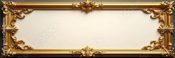 Fototapeta Elegant gold vintage scroll frame with ornate details and curved edges ,  luxurious,  intricate