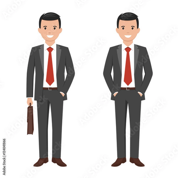 Obraz Vector illustration of a young cartoon style smiling businessman