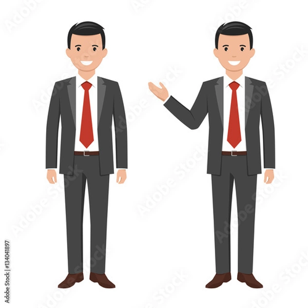 Obraz Vector illustration of a young cartoon style smiling businessman