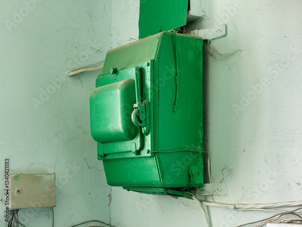 Obraz An old Soviet electric automat in the entrance of an apartment building.