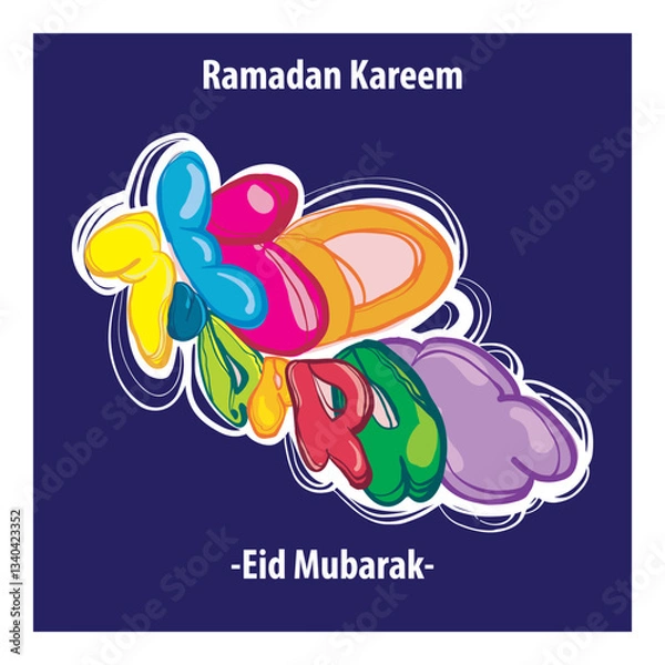 Fototapeta Vector graffiti of Eid Mubarak word
