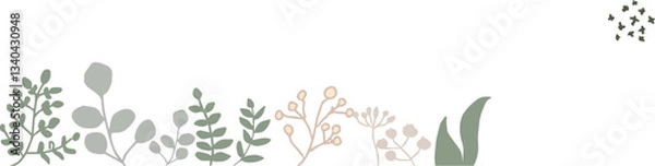 Fototapeta 優しいタッチの葉っぱのフレーム / leaf simple illustration