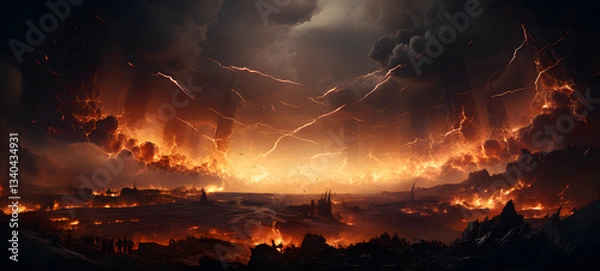 Obraz epic God battle Heaven, ai generative
