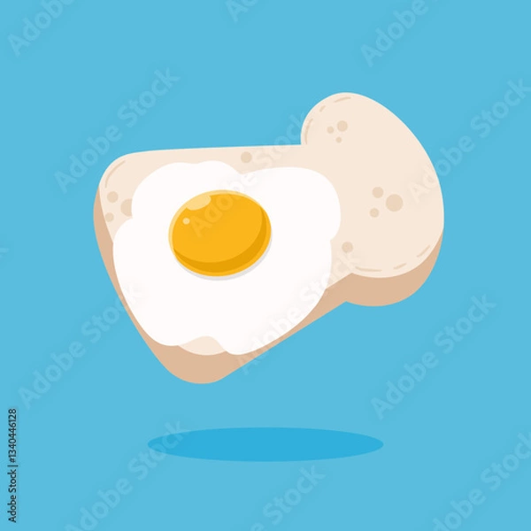 Fototapeta sandwich vector illustration. Bread with fried egg topping is suitable for breakfast, appetizer or restaurant and diet menu. Food concept graphic design is designed in flat cartoon style.