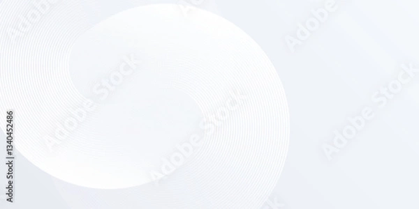 Fototapeta Modern white background with white circle lines. Digital future technology concept abstract simple art modern