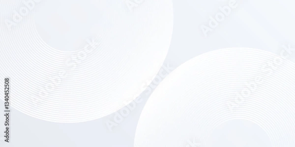 Fototapeta Modern white background with white circle lines. Digital future technology concept abstract simple art