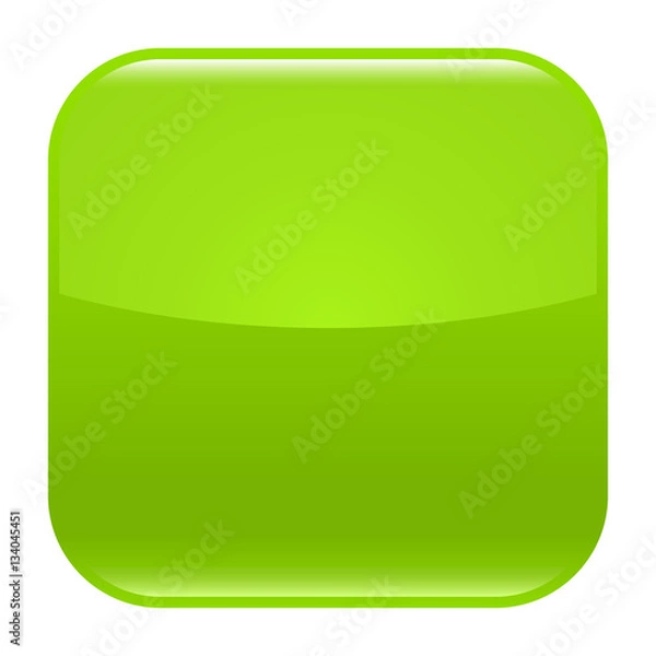 Obraz Green glossy button blank icon square empty shape