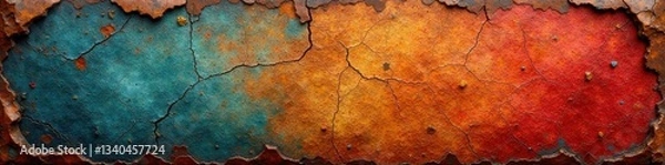 Obraz Worn leather overlay with cracks and frayed edges, cracked leather, distressed leather
