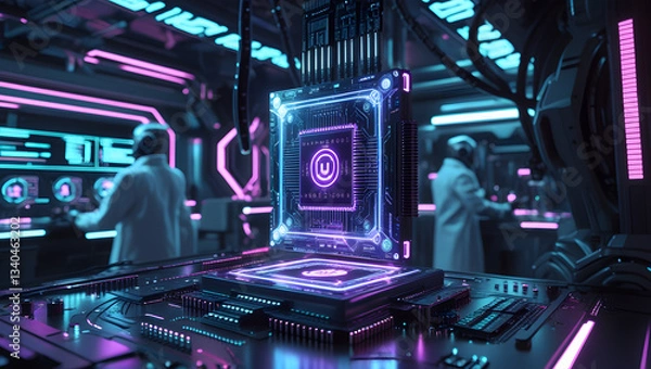 Fototapeta Cyber Genesis: The AI Awakening