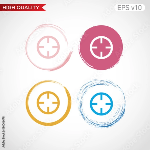 Fototapeta Colored icon or button of target symbol with background