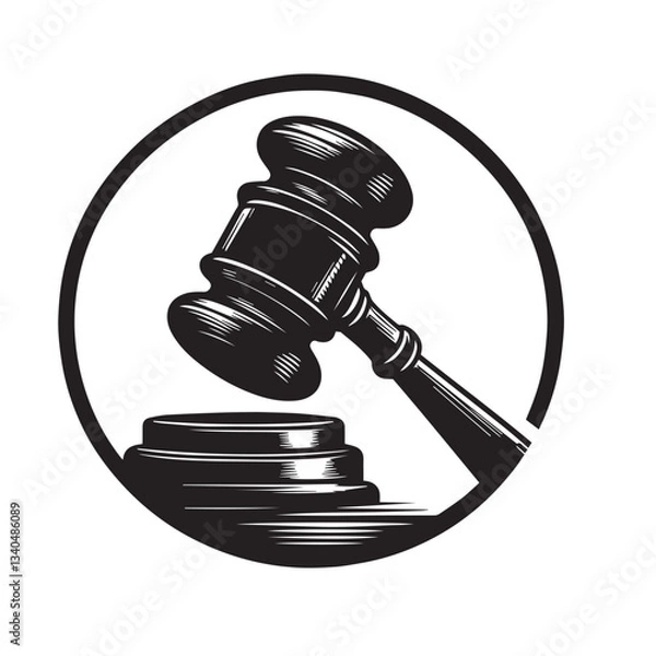 Fototapeta Gavel vector silhouette. Judge gavel vector logo, icon, sign.