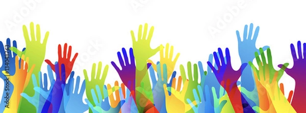 Fototapeta mani, pace, comunità colori