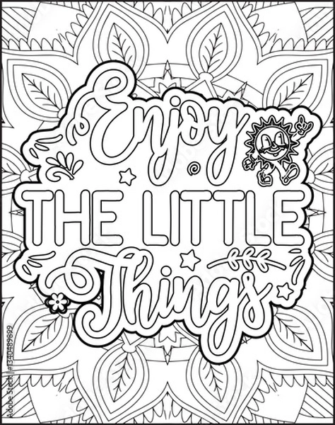 Obraz Motivational Quote Coloring Page for Adults. Inspirational Quote Coloring Page.