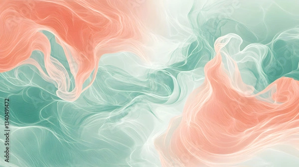 Obraz Abstract smoke background in teal and salmon calming modern texture