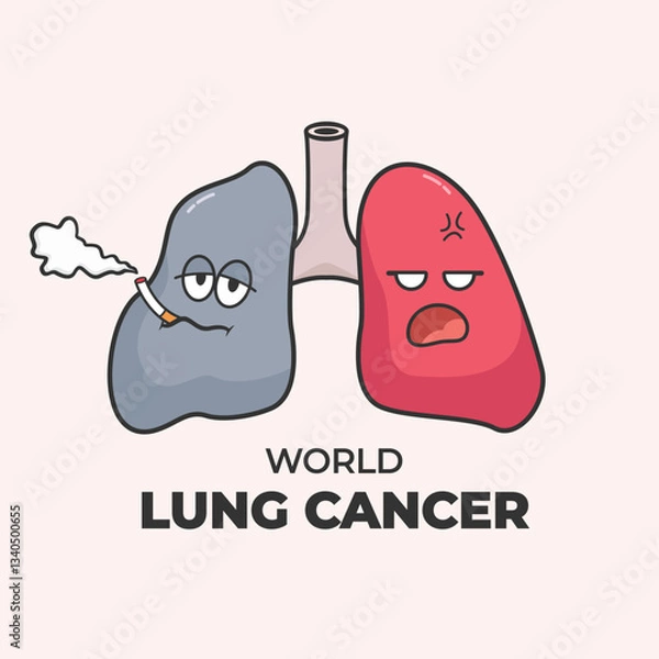 Obraz Smoker lungs cartoon illustrations suitable for world lung cancer day