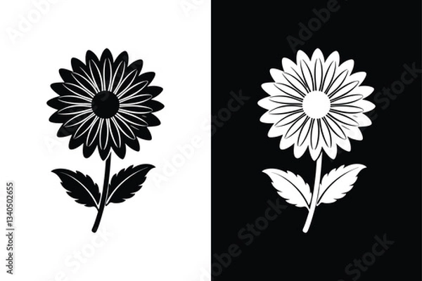 Fototapeta Floral Calendula Icon. Beautiful Silhouette for Botanical Themes